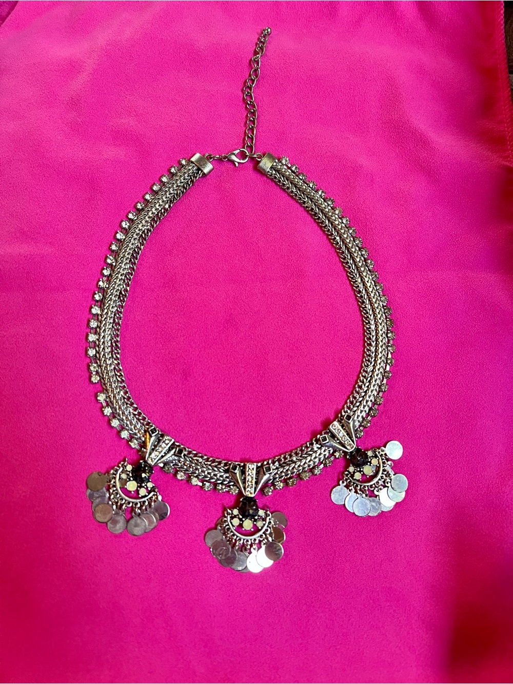 Silver-Tone Coin Cluster Statement Necklace - Women Jewelry - Picture 4 of 10